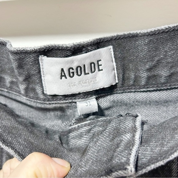 Agolde Cooper Cargo Jeans Size 31 Panther Black Straight Leg High Rise - Picture 5 of 12